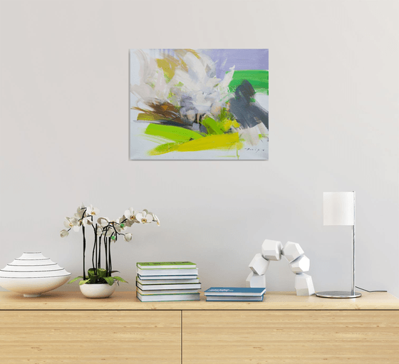 Abstract contemporary landscape painting - Spring Kiss