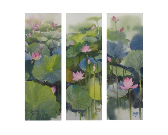 Triptych of Lotus Composition