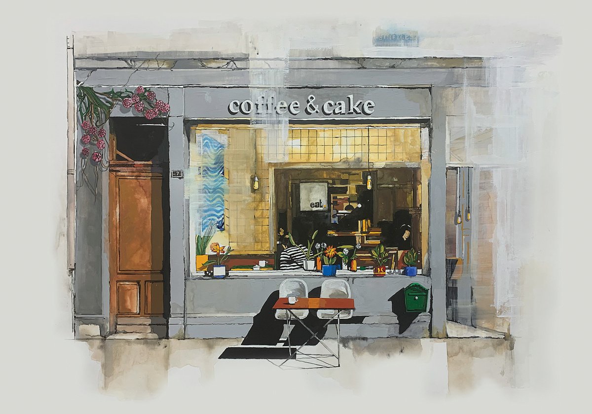 Impressionistic Painting , Coffee And Cake Cafe By Helen Sinfield, 20 X 14, Artwork For Sale On Artfinder