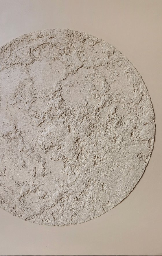 "Beige Moon" High textured moon abstract art