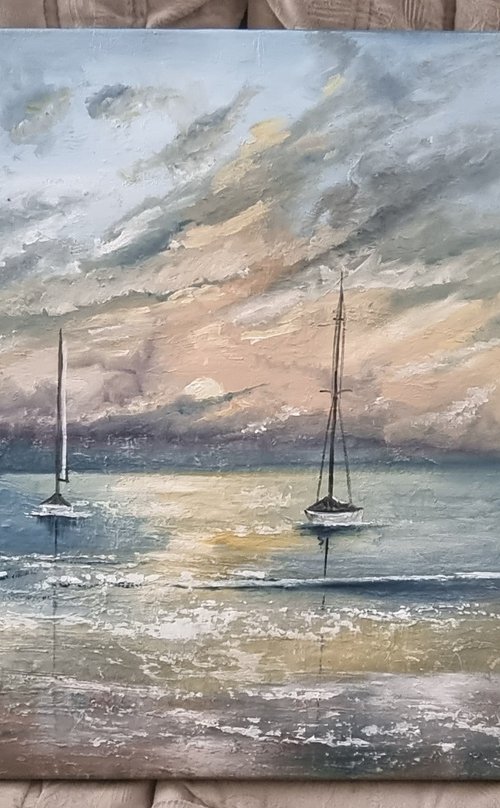 Edge of Dreams Seascape in oils Large 20"×30" by Hayley Huckson