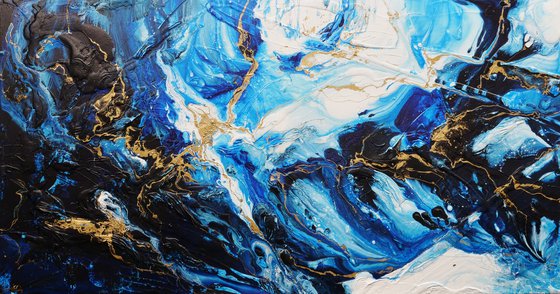 Iced Golden Sapphire 190cm x 100cm Textured Abstract Art