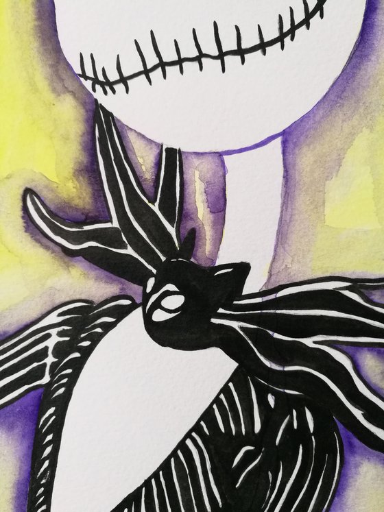 Mr Skellington. Jack Skellington watercolour painting.