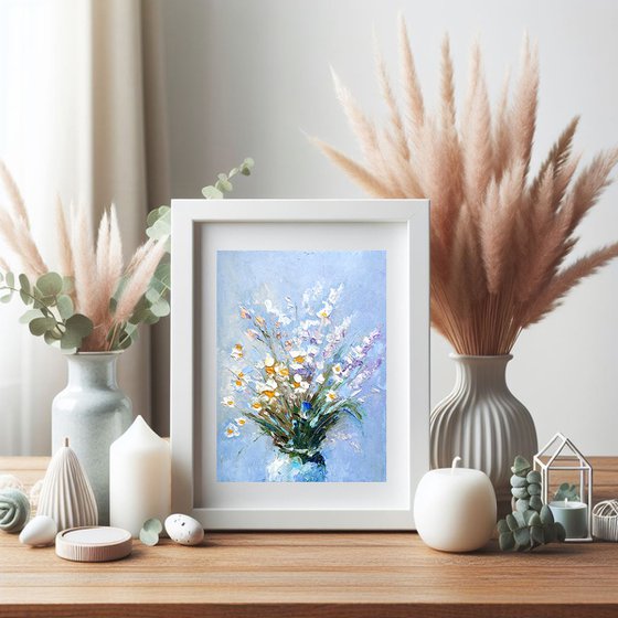 Wildflower Bouquet Painting Floral Original Art Flower Wall Art