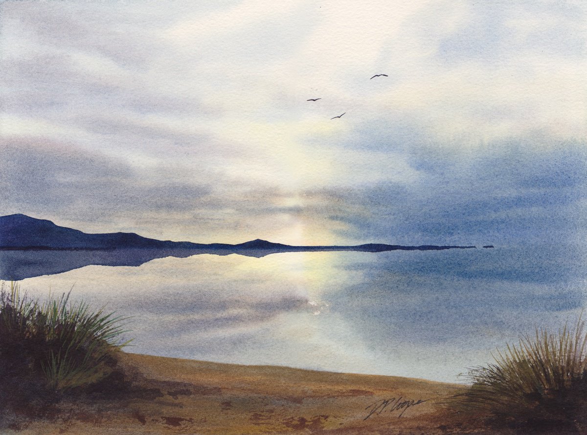 Impressionistic Landscape Painting By D. P. Cooper, 14 X 10, Dunes At Dusk, Original Artwork