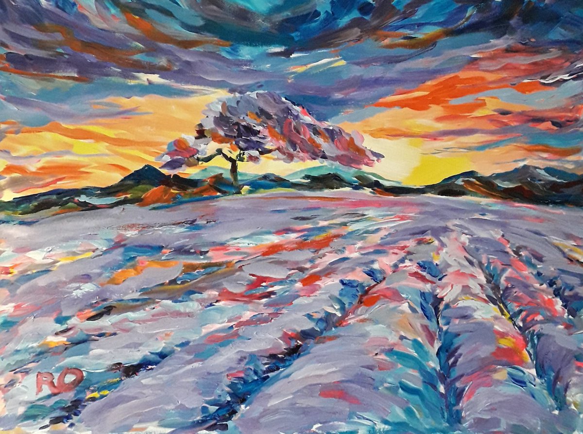  Lavender Sunset By Olga Rokhmanyuk | Roartus, 24 X 18, Artwork For Sale On Artfinder