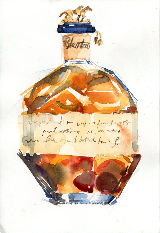 Blantons whiskey bottle painting