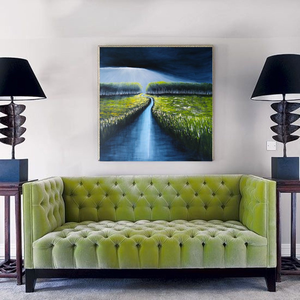 Impressionistic Landscape Acrylic Painting By Danijela Dan, 31 X 31, The Light Always Comes Trough, Original Artwork