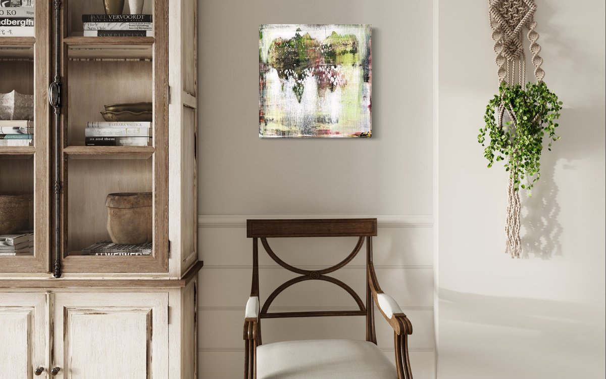 Abstract Landscape Acrylic Painting By Maria Esmar, 20 X 20", Dreamland, Original Artwork