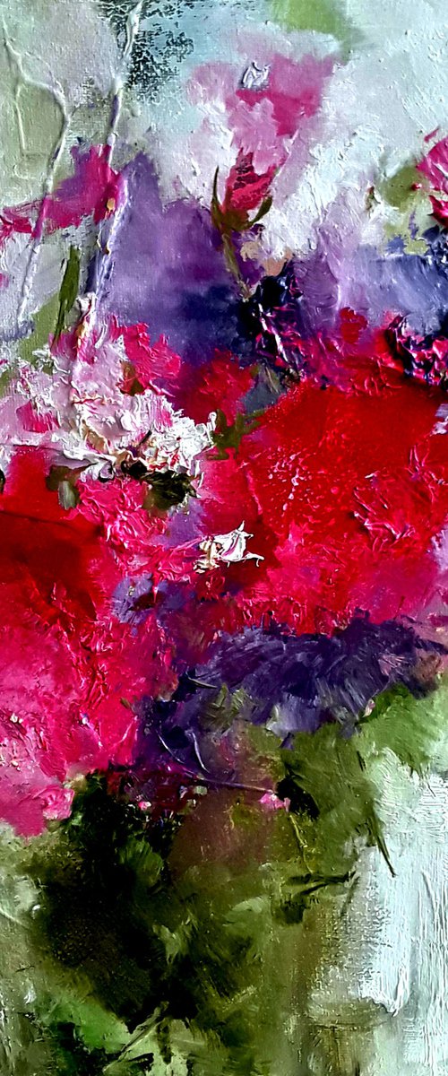 Bright flowers in vase. by Olena Topliss