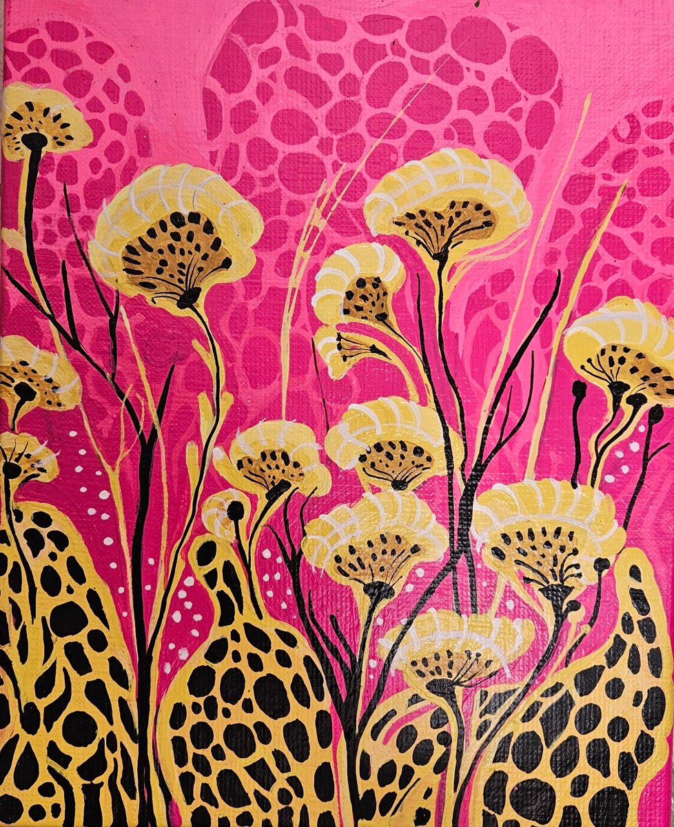 Abstract Acrylic Painting By V+V Kniazievi, 9 X 11", Psychedelic Herbs #5, Original Artwork