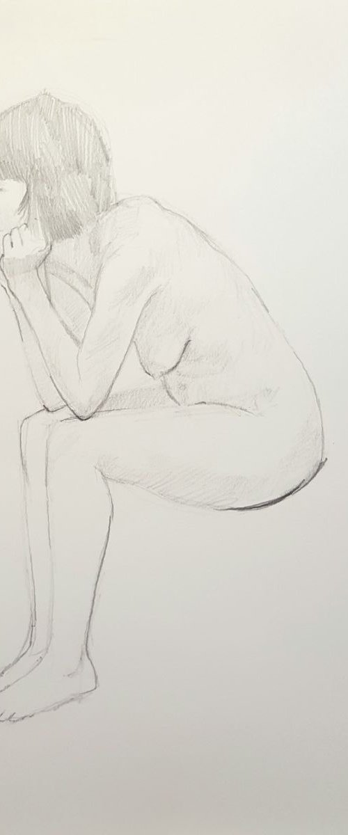 Looking Sad (Life Drawing Study) by David Pott