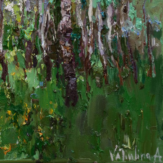 Spring birch forest Original oil painting