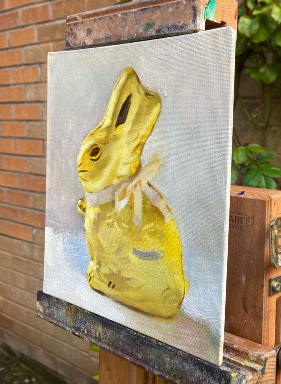 Golden Bunny 2 - Original Oil Painting