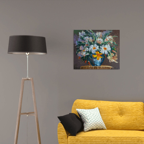 Lilies 60x70cm, oil painting, ready to hang
