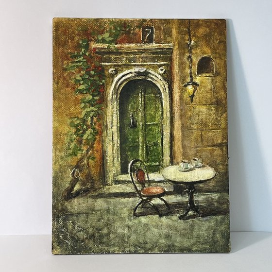 Old World Door – A Quiet Italian Café Corner