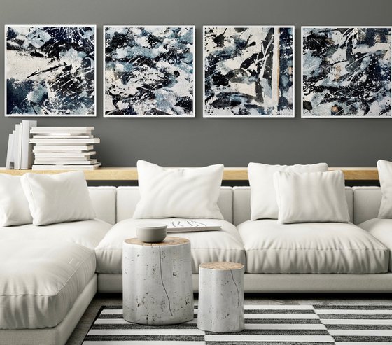 Abstract No. 421 black and white - set of 4