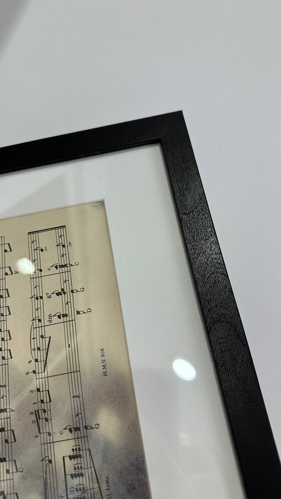 Leaf Silhouette Pastel on Vintage Sheet Music