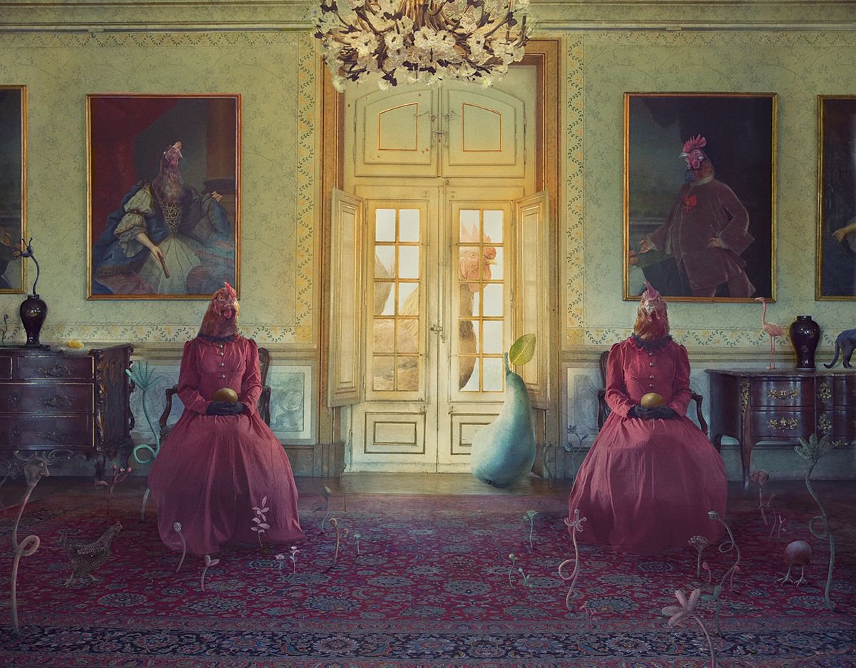 Surrealistic Animal Photograph By Nikolina Petolas, 35 X 28", Chicken Or Egg, Original Artwork