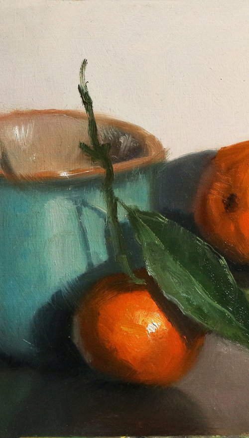 Clementines and a Blue Cup by Pascal Giroud