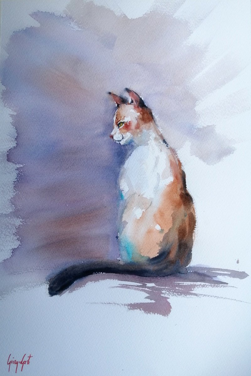Expressive Animal Watercolour By Giorgio Gosti, 14 X 21, Cat 6, Original Artwork