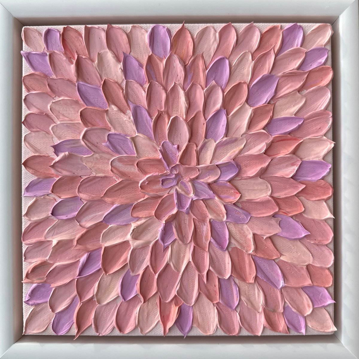 Geometric Abstract Acrylic Painting By Guzaliya Xavier, 9 X 9, Pink Heartbeat (Framed), Original Artwork
