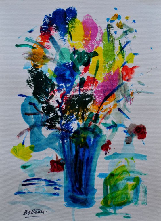 Le vase bleu en cristal de Bohême/11,81 x 15,75 in.(30x40cm)/2018