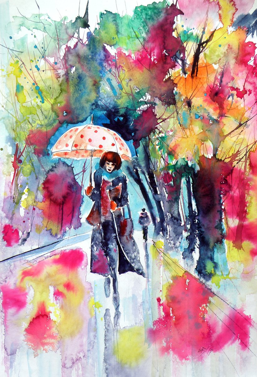 Impressionistic Watercolour , After Work... By Kovacs Anna Brigitta, 15 X 22, Artwork For Sale On Artfinder