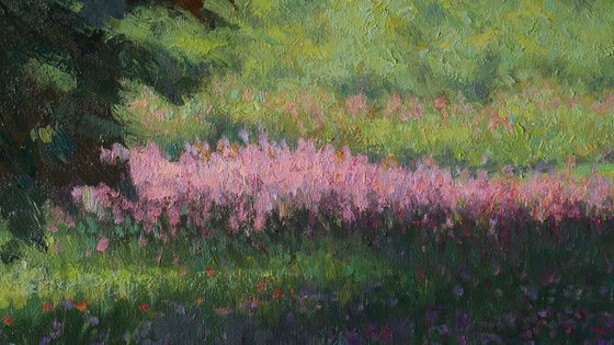 The Floral Path - sunny summer landscape painting