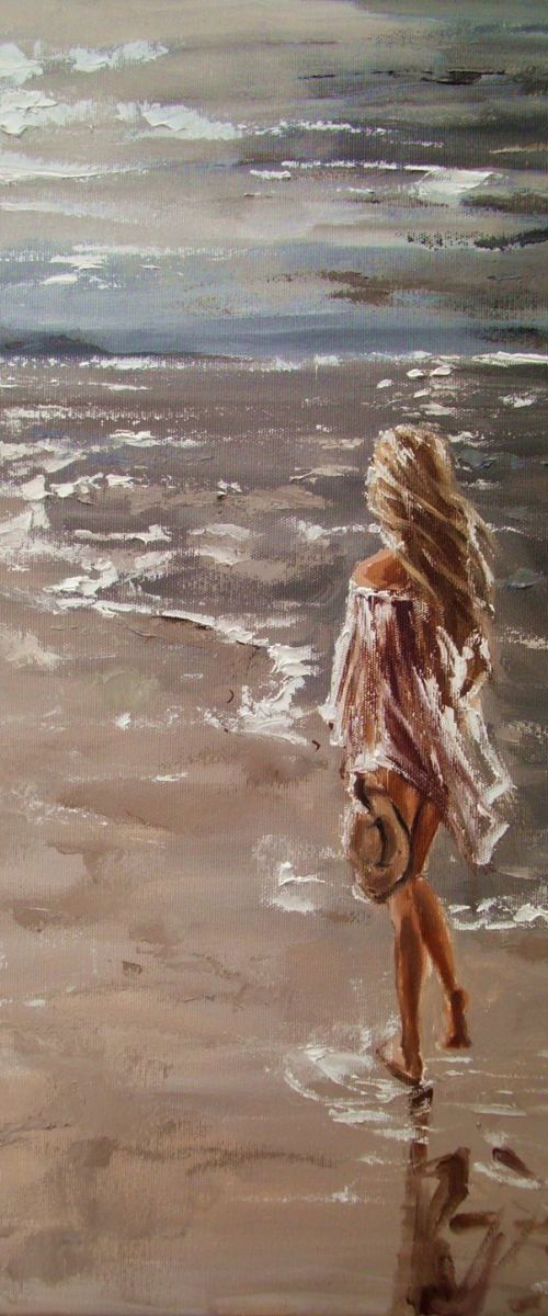 " THE HOPE ... " SEA original painting palette knife GIFT MODERN URBAN ART OFFICE ART DECOR HOME DECOR GIFT IDEA by Monika Luniak