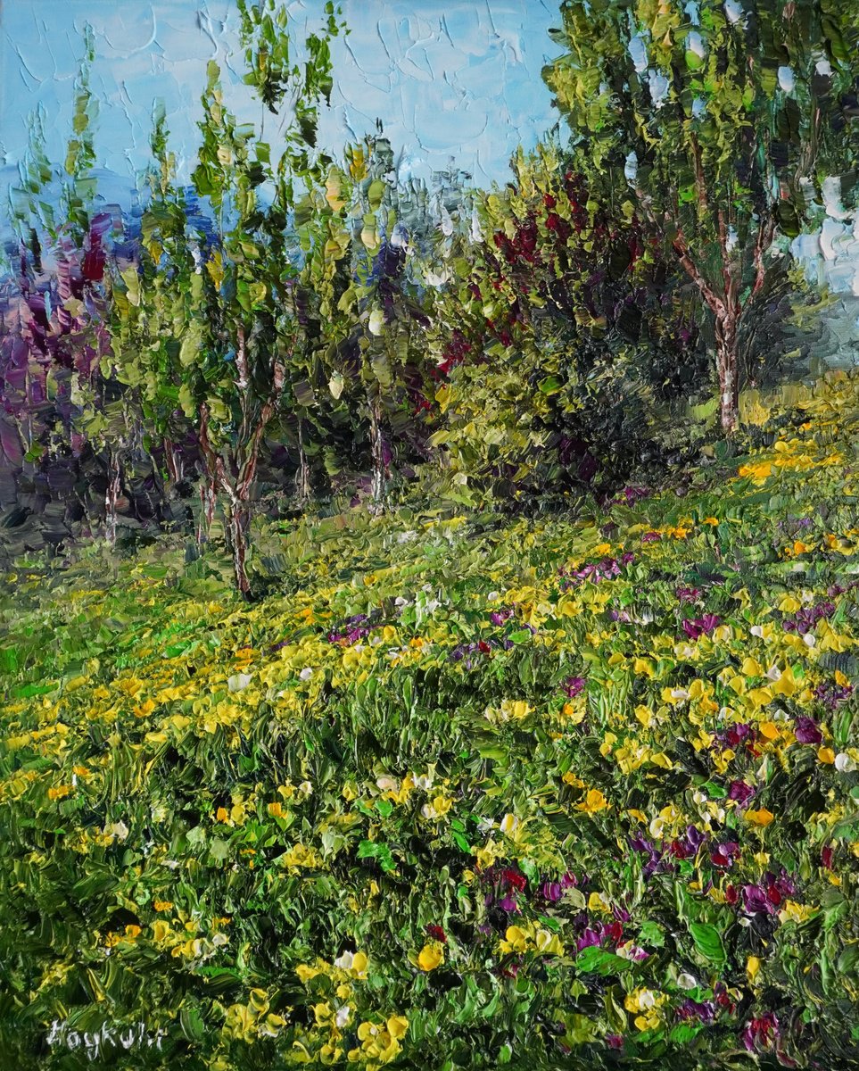 Impressionistic Landscape Oil Painting By Haykuhi Khachatryan, 16 X 20, Summer, Original Artwork