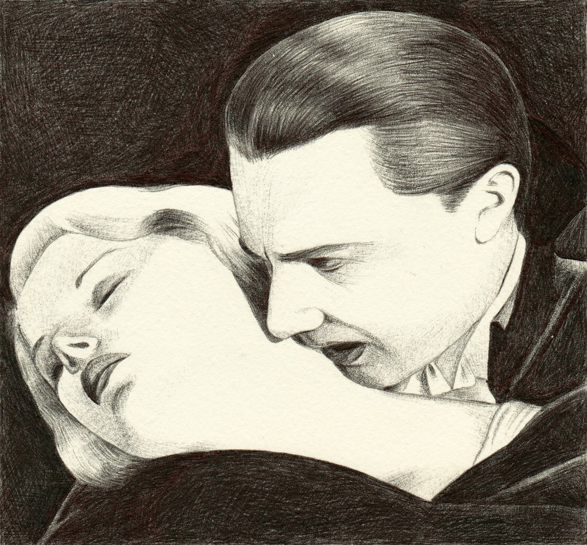 Portrait Ink Drawing By Andromachi Giannopoulou, 6 X 6, Dracula, Original Artwork