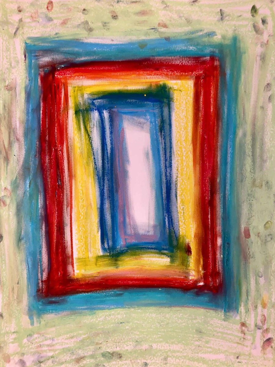 Abstract Pastel Drawing By Samah Kthar, 18 X 24", Childhood, Original Artwork