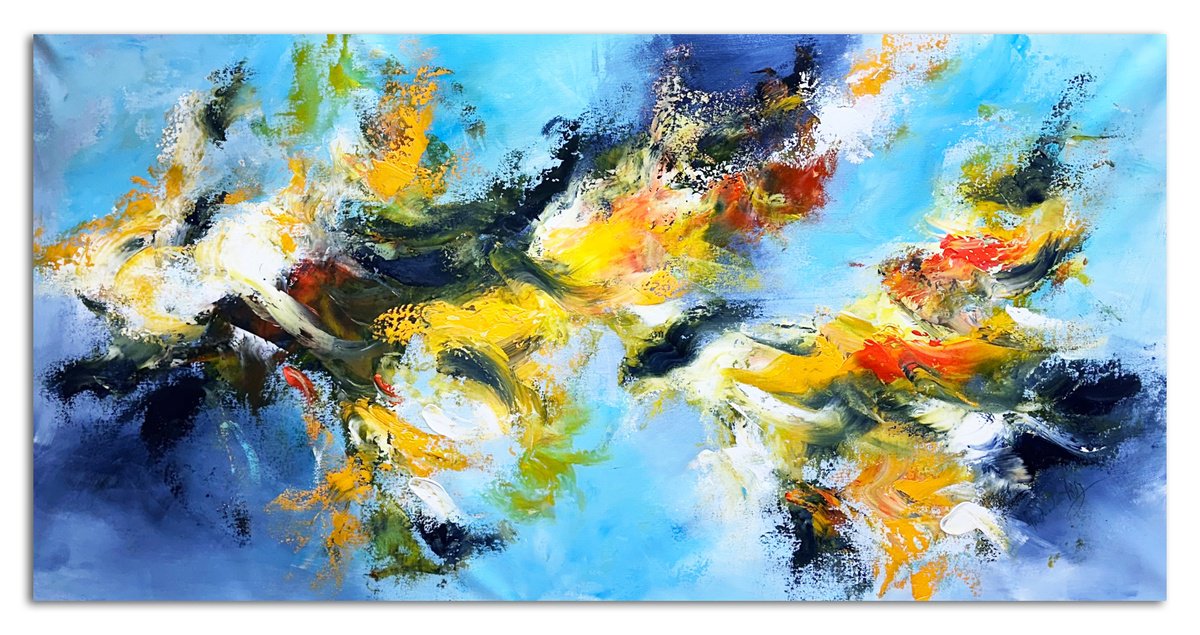 Abstract Acrylic Painting By Andrada Anghel, 60 X 30, Burst Of Color, Original Artwork