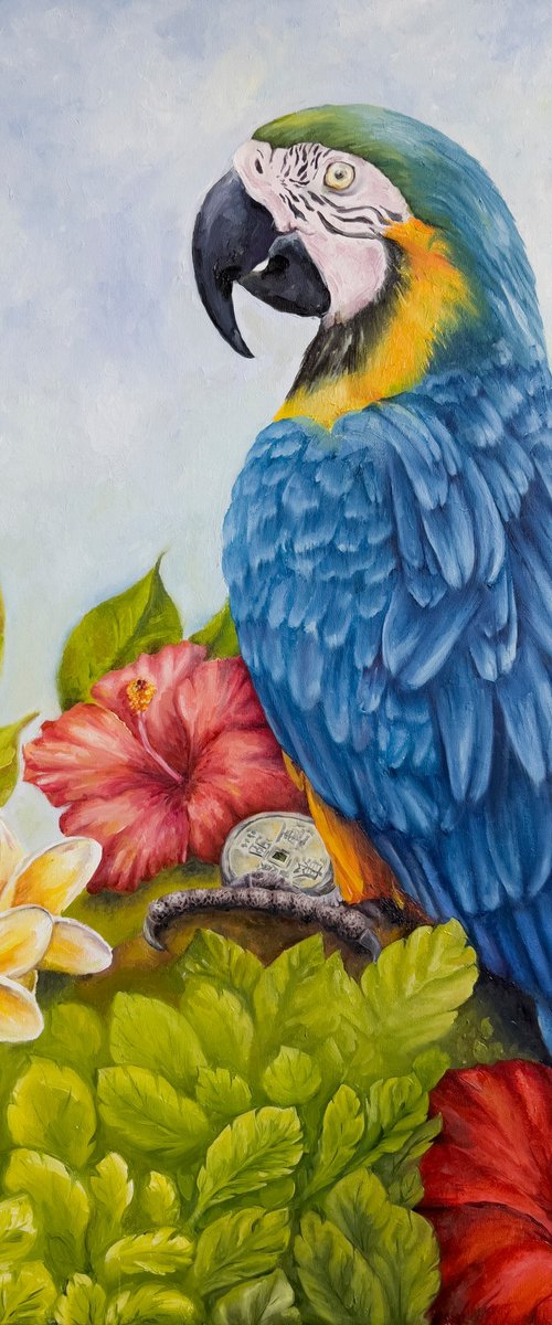 Parrot in the Garden — Tropical Blue Soul by Alisa Cherkun Drukman