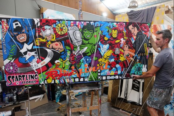 Magnificent Seven Rides Again 240cm x 100cm Textured Urban Pop Art