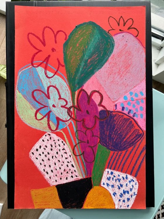 Colorful Vase with Flowers