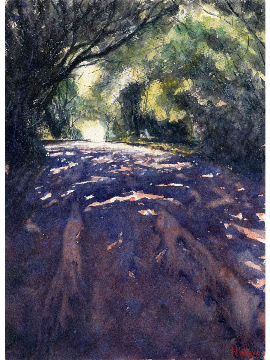 Organic Landscape Watercolour By Neil Wrynne, 11 X 15", Woodland Light, Original Artwork