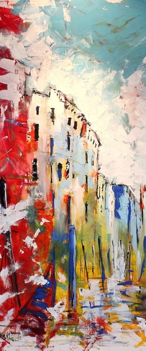 N02 City view Large colourful acrylic on Canvas 100x150cm by Lukasz Lepik