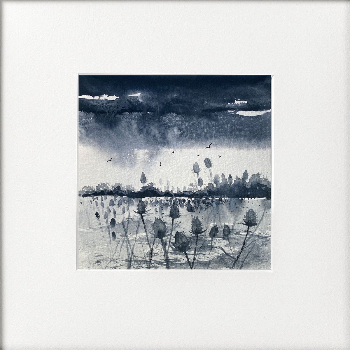 Monochrome Teasel Landscape by Teresa Tanner