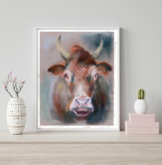 Cow portrait  (pastel)