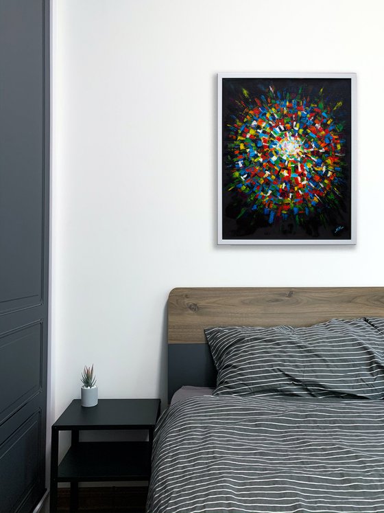Framed Abstract oil painting THE SPECTRUM