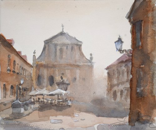 Zagreb ,St. Catherine's Church by Goran Žigolić Watercolors