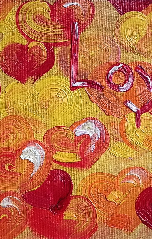 Heart rhythm - love you, oil painting, love, lovers, heart, for woman, gift for lovers, in love by Anastasia Kozorez