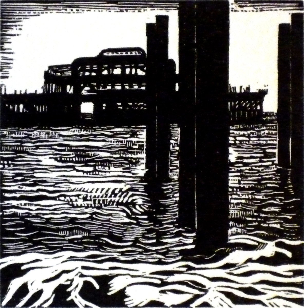 Cityscapes Etchings & Engravings By Rebecca Coleman, 9 X 9", [Framed] Brighton West Pier, Original Artwork