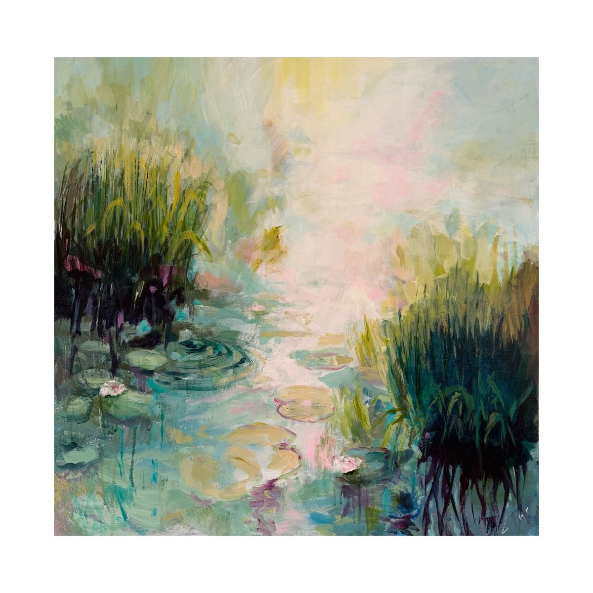 Reeds And Lillies 2 By Ayse Mcgowan, 28 X 28, Artwork For Sale On Artfinder