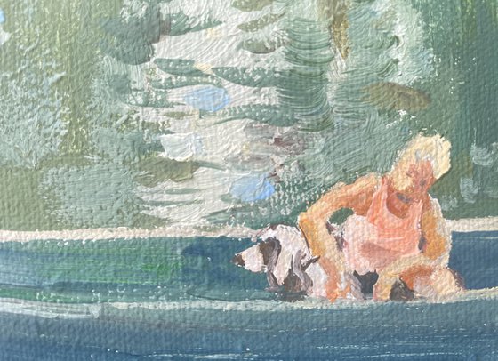 Two in a boat , not counting the dog