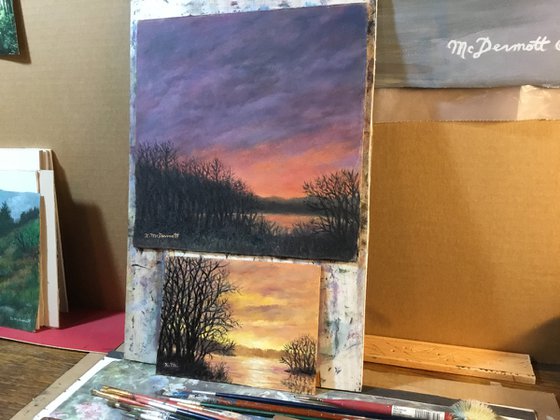 New Day Dawning by K. McDermott - 10X10 inch framed oil on painting on canvas (ON HOLD)