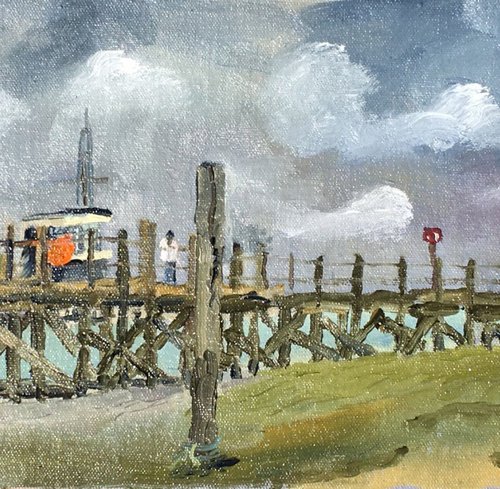 Rye harbour, Sussex. An impressionist painting by Julian Lovegrove Art