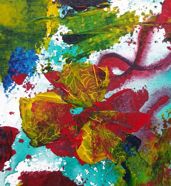 "Flower language" Abstract Acrylic Painting on Paper. Abstract Artwork.